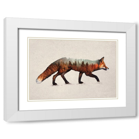 The Red Fox White Modern Wood Framed Art Print with Double Matting by Davies Babies