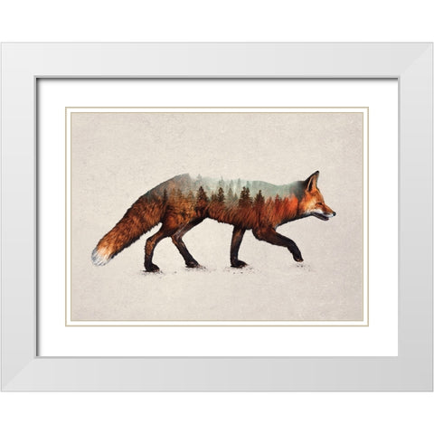 The Red Fox White Modern Wood Framed Art Print with Double Matting by Davies Babies