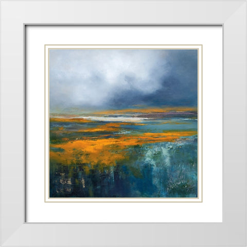 Snowbird White Modern Wood Framed Art Print with Double Matting by Dennis, Patrick