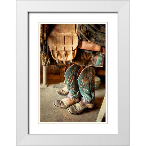 Old Boots White Modern Wood Framed Art Print with Double Matting by Dearing, Lisa
