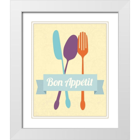 Bon Appetit White Modern Wood Framed Art Print with Double Matting by Duncan, Genesis