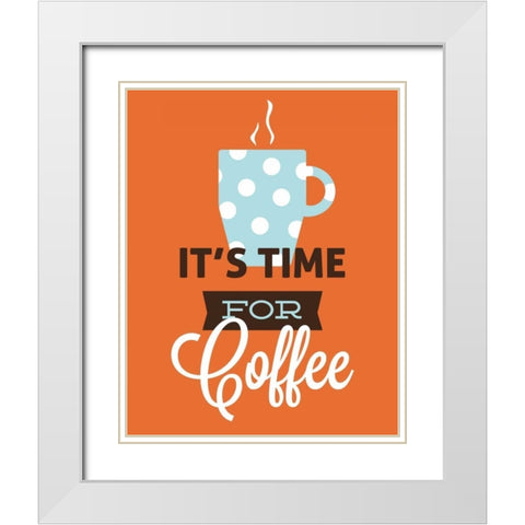 Coffee Time - Orange White Modern Wood Framed Art Print with Double Matting by Duncan, Genesis
