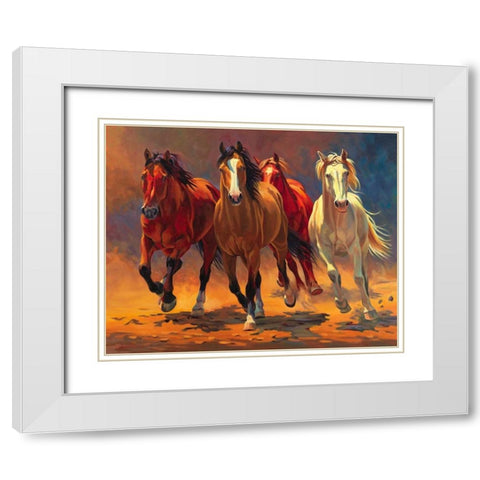 Hoofbeats and Heartbeats White Modern Wood Framed Art Print with Double Matting by Davidson, Nancy