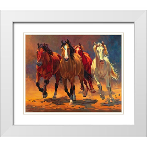 Hoofbeats and Heartbeats White Modern Wood Framed Art Print with Double Matting by Davidson, Nancy