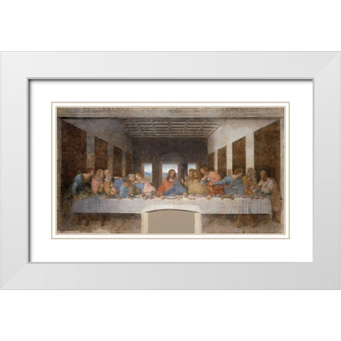 The Last Supper White Modern Wood Framed Art Print with Double Matting by Da Vinci, Leonardo