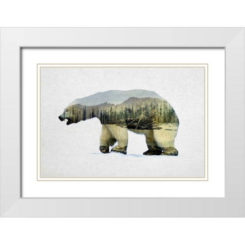 Arctic Polar Bear White Modern Wood Framed Art Print with Double Matting by Davies Babies