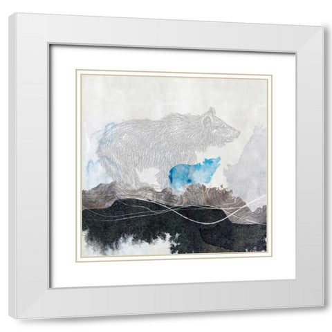 Bear 1 White Modern Wood Framed Art Print with Double Matting by Duncan-He, Louis