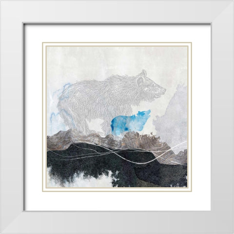 Bear 1 White Modern Wood Framed Art Print with Double Matting by Duncan-He, Louis
