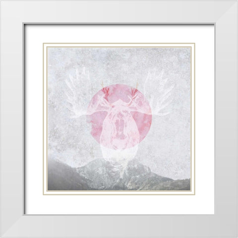 Moose 1 White Modern Wood Framed Art Print with Double Matting by Duncan-He, Louis