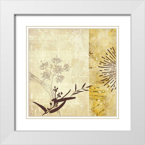 Golden Henna Breeze 1 White Modern Wood Framed Art Print with Double Matting by Duncan-He, Louis