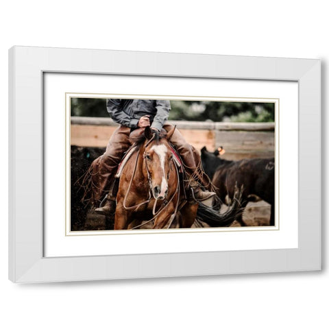 Cutting Horse White Modern Wood Framed Art Print with Double Matting by Dearing, Lisa