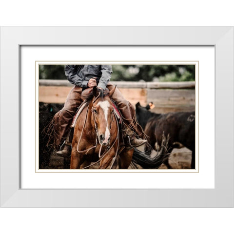 Cutting Horse White Modern Wood Framed Art Print with Double Matting by Dearing, Lisa