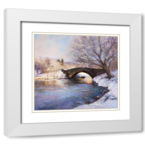 Central Park Bridge White Modern Wood Framed Art Print with Double Matting by Engelman, Esther