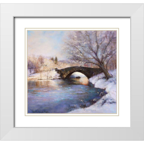 Central Park Bridge White Modern Wood Framed Art Print with Double Matting by Engelman, Esther