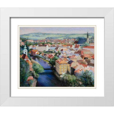 Mosaic White Modern Wood Framed Art Print with Double Matting by Engelman, Esther