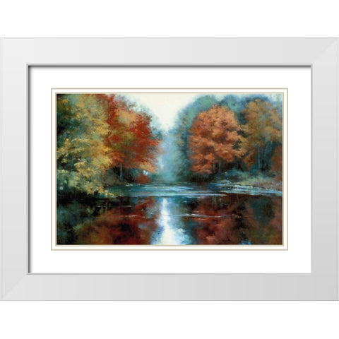 Saco River White Modern Wood Framed Art Print with Double Matting by Engelman, Esther