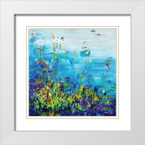 Fleur de Mer White Modern Wood Framed Art Print with Double Matting by Ernst, Heather W.