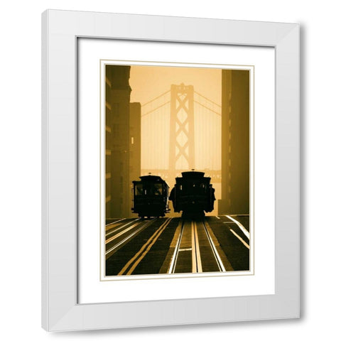 Cable Cars San Francisco White Modern Wood Framed Art Print with Double Matting by Funk, Mitchell