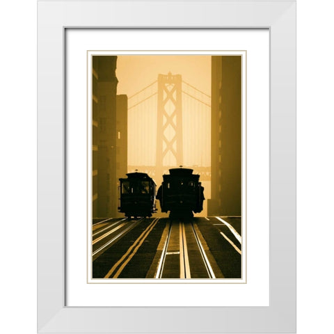 Cable Cars San Francisco White Modern Wood Framed Art Print with Double Matting by Funk, Mitchell