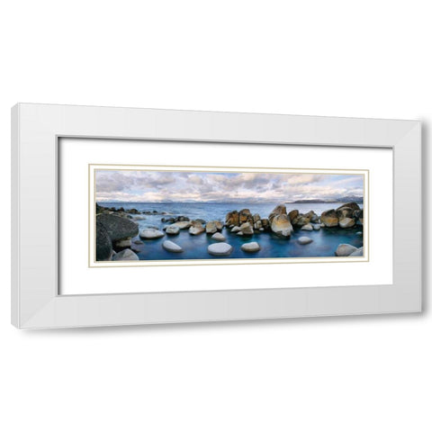 Sand Harbor White Modern Wood Framed Art Print with Double Matting by Foster, Christopher