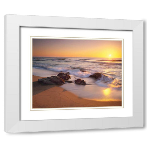 Pacific Calm White Modern Wood Framed Art Print with Double Matting by Foster, Christopher