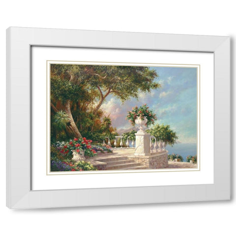 Balcony at Lake Como White Modern Wood Framed Art Print with Double Matting by Fronckowiak, Art
