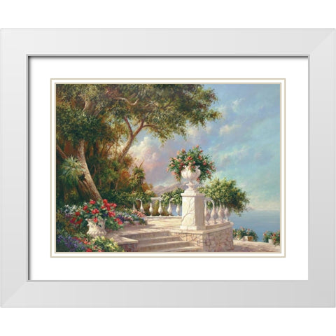 Balcony at Lake Como White Modern Wood Framed Art Print with Double Matting by Fronckowiak, Art