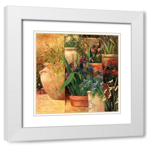 Flower Pots Left White Modern Wood Framed Art Print with Double Matting by Fronckowiak, Art