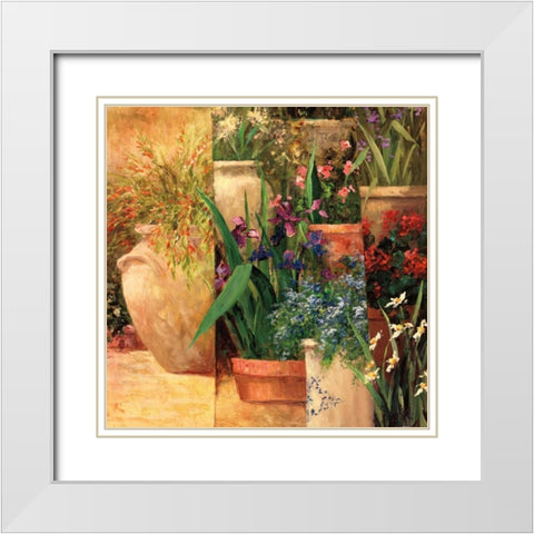 Flower Pots Left White Modern Wood Framed Art Print with Double Matting by Fronckowiak, Art