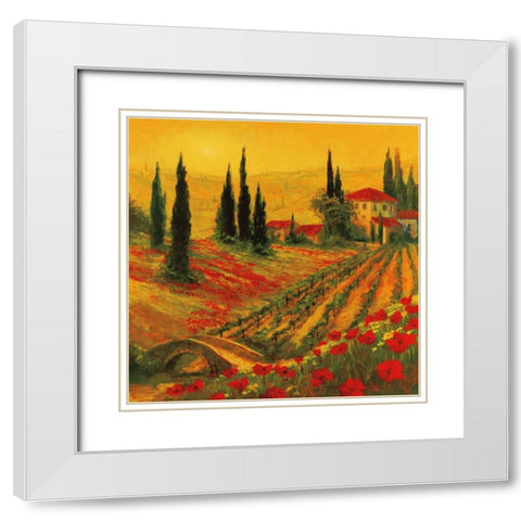 Poppies of Toscano I White Modern Wood Framed Art Print with Double Matting by Fronckowiak, Art