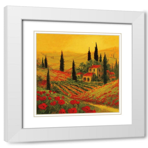 Poppies of Toscano II White Modern Wood Framed Art Print with Double Matting by Fronckowiak, Art