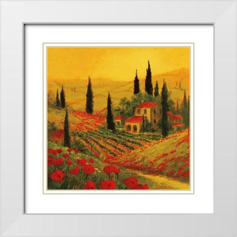 Poppies of Toscano II White Modern Wood Framed Art Print with Double Matting by Fronckowiak, Art