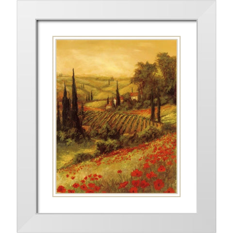 Toscano Valley II White Modern Wood Framed Art Print with Double Matting by Fronckowiak, Art