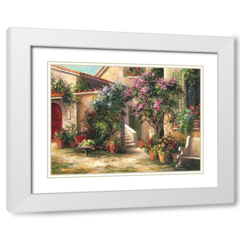 Garden Courtyard White Modern Wood Framed Art Print with Double Matting by Fronckowiak, Art