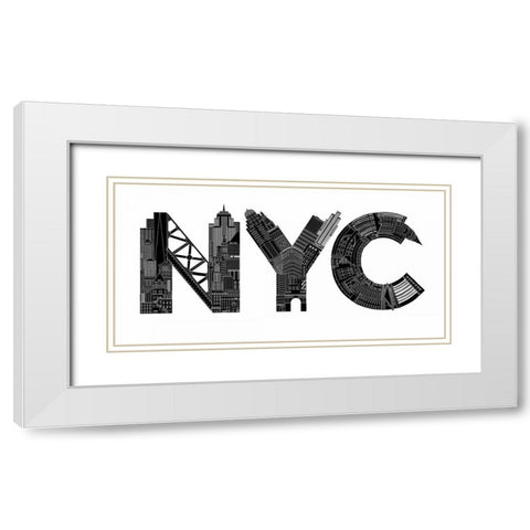 NYC White Modern Wood Framed Art Print with Double Matting by Farkas, Robert
