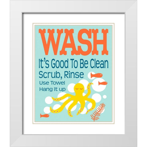 Ocean Bubble Friends 4 White Modern Wood Framed Art Print with Double Matting by Fuqua, Leslie