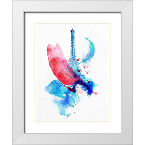 Pigeons of Paris White Modern Wood Framed Art Print with Double Matting by Farkas, Robert