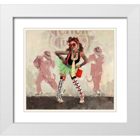 Devil or Angel? White Modern Wood Framed Art Print with Double Matting by Fitzpatrick, Michael