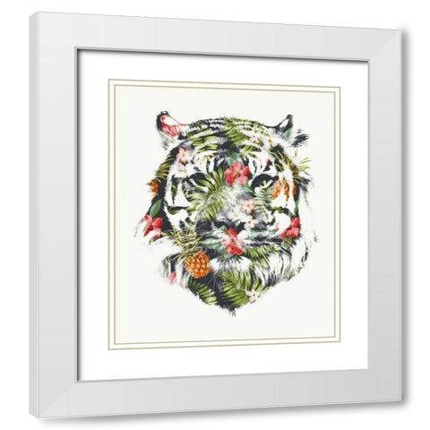Tropical Tiger White Modern Wood Framed Art Print with Double Matting by Farkas, Robert