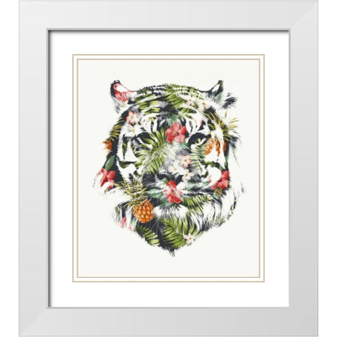 Tropical Tiger White Modern Wood Framed Art Print with Double Matting by Farkas, Robert