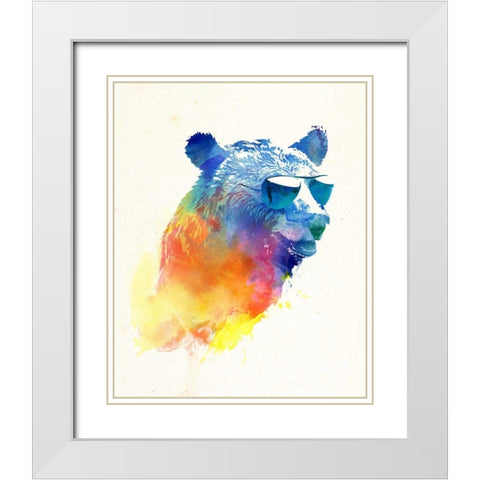 Sunny Bear White Modern Wood Framed Art Print with Double Matting by Farkas, Robert