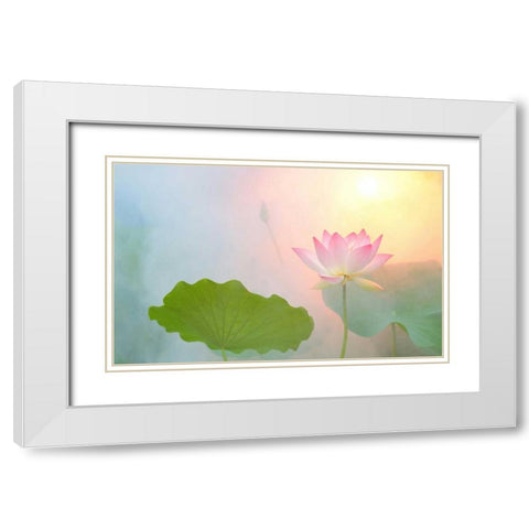 Serenity White Modern Wood Framed Art Print with Double Matting by Farzad, Bahman