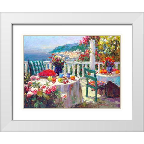 Terrace Brunch White Modern Wood Framed Art Print with Double Matting by Furtesen