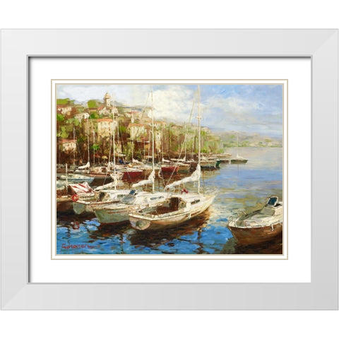 Harbor Bay White Modern Wood Framed Art Print with Double Matting by Furtesen