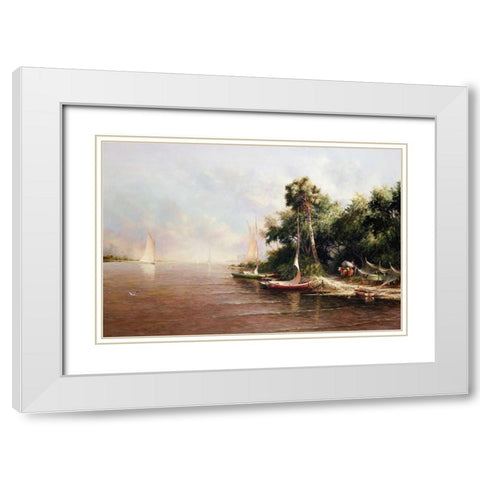 Fisherman Landing White Modern Wood Framed Art Print with Double Matting by Fronckowiak, Art