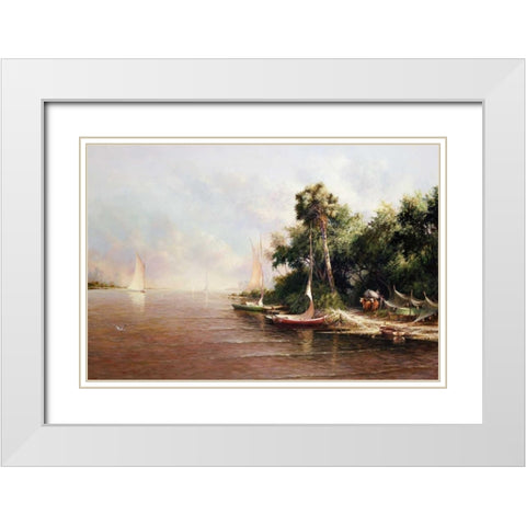 Fisherman Landing White Modern Wood Framed Art Print with Double Matting by Fronckowiak, Art