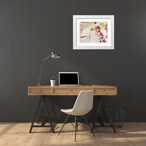 Catching Bubbles White Modern Wood Framed Art Print with Double Matting by Fischer, Kyoko