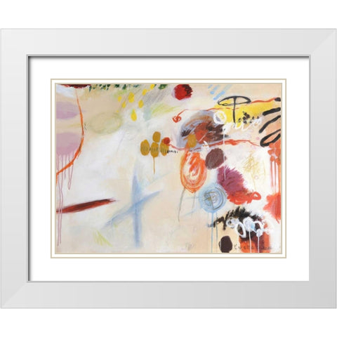 Catching Bubbles White Modern Wood Framed Art Print with Double Matting by Fischer, Kyoko