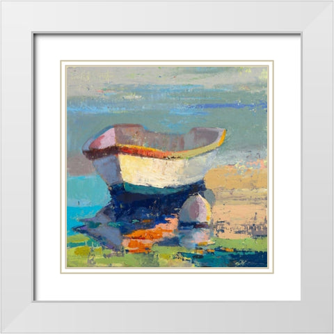 Bottle Green Boat White Modern Wood Framed Art Print with Double Matting by Forst, Beth A.