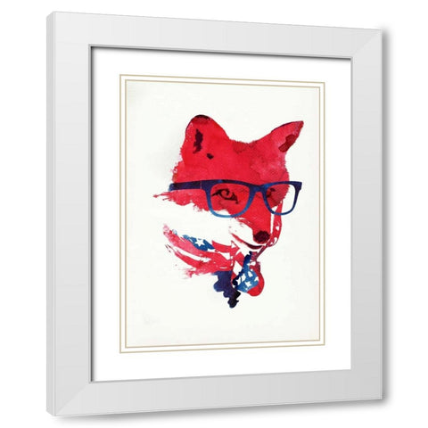 American Fox White Modern Wood Framed Art Print with Double Matting by Farkas, Robert